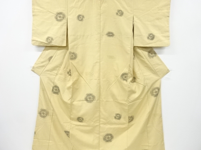 JAPANESE KIMONO / ANTIQUE KIMONO / SILK / TSUMUGI / WOVEN FLORAL CREST